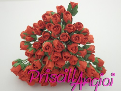 Lote 10 capullitos rosas en tono rojo 4 mm - Haga un click en la imagen para cerrar